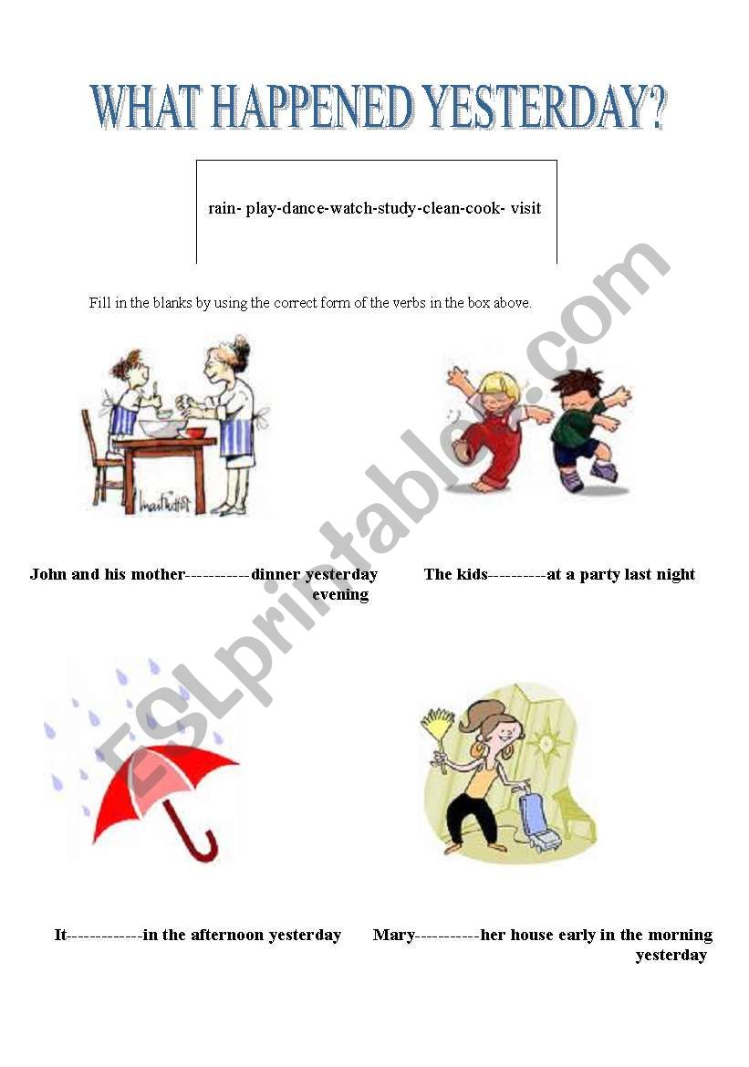 what happned yesterday? worksheet
