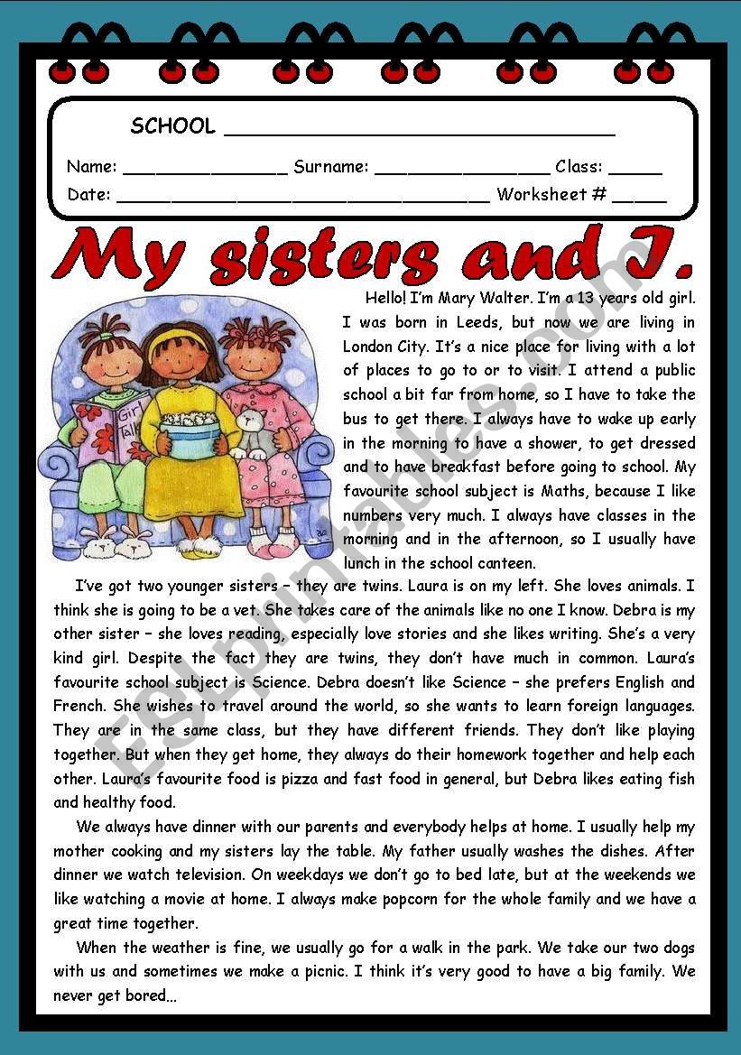 MY SISTERS AND I! ( 2 PAGES) worksheet