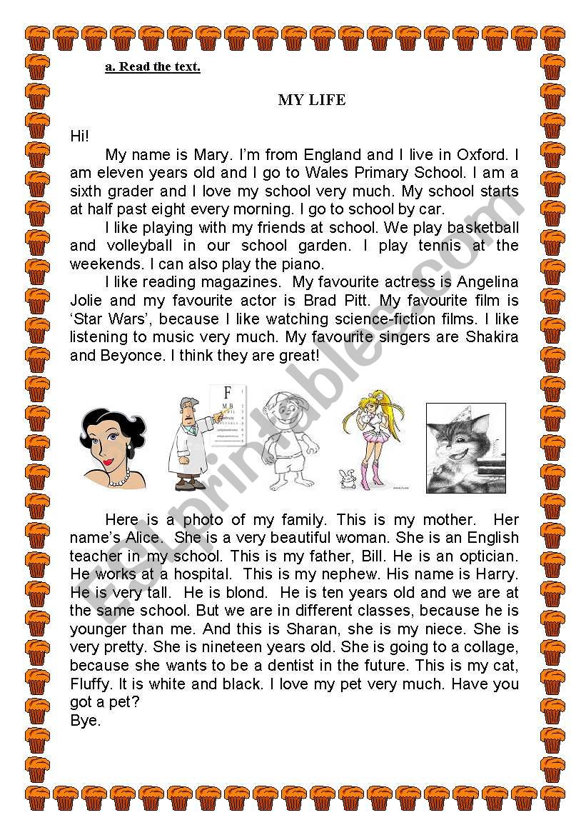 MaryÂ´s Life worksheet