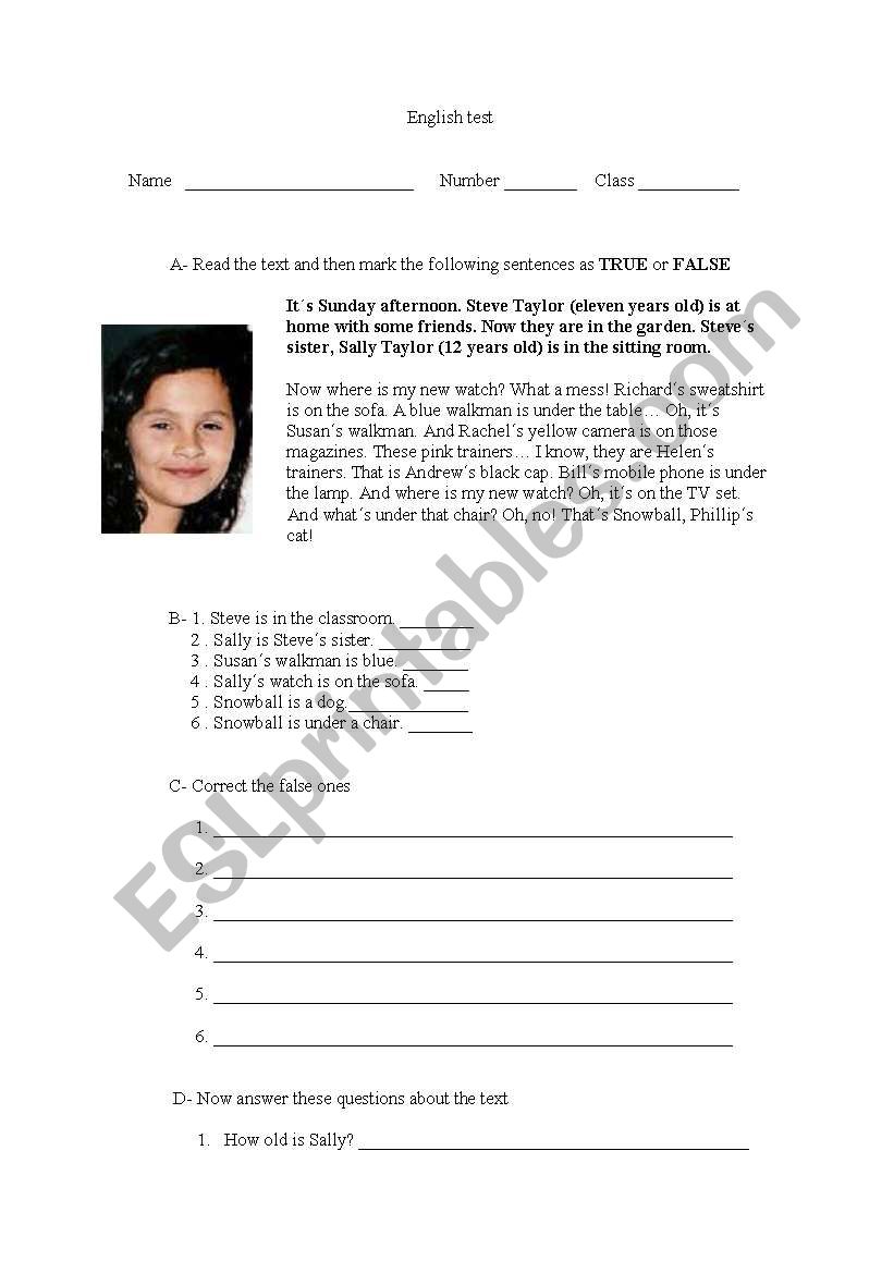 english test worksheet