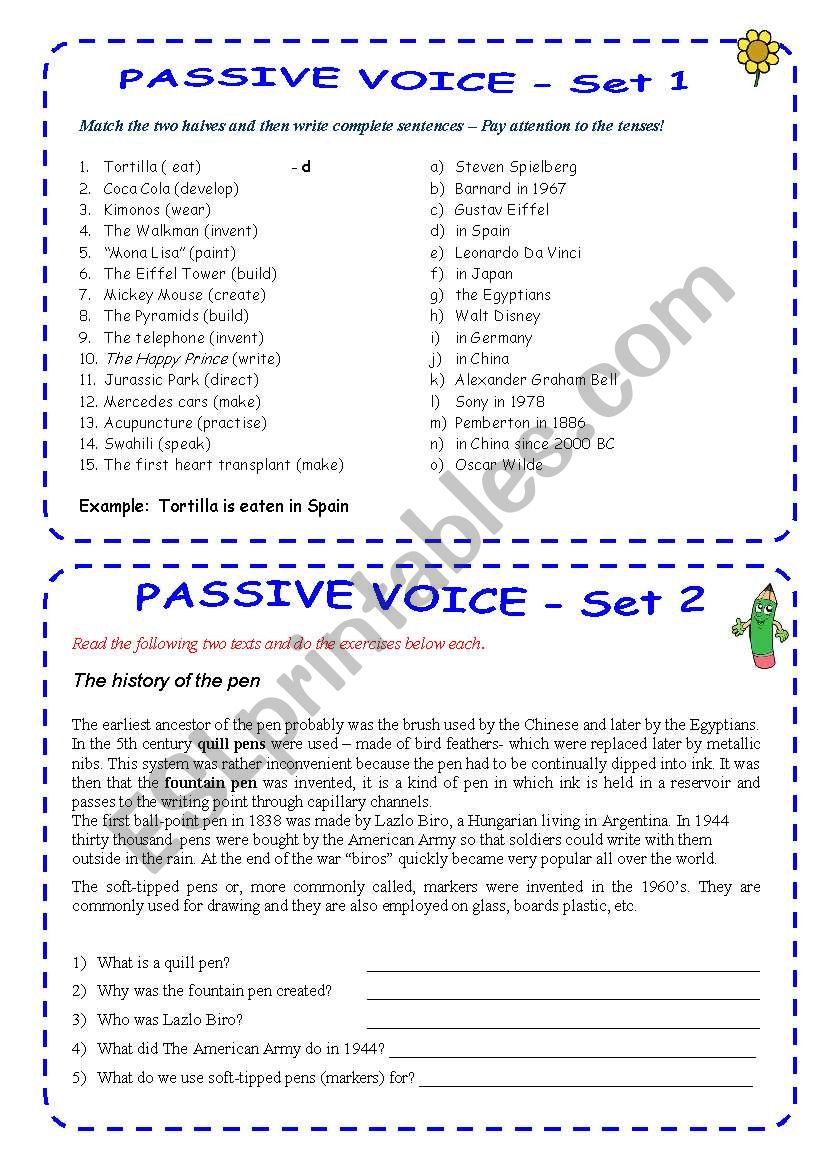 PASSIVE VOICE - B&W worksheet