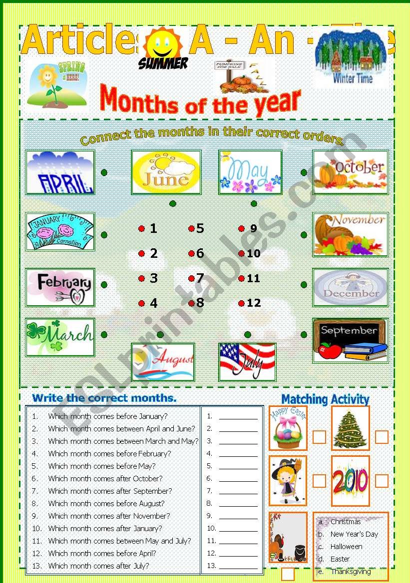 Months of the year worksheet