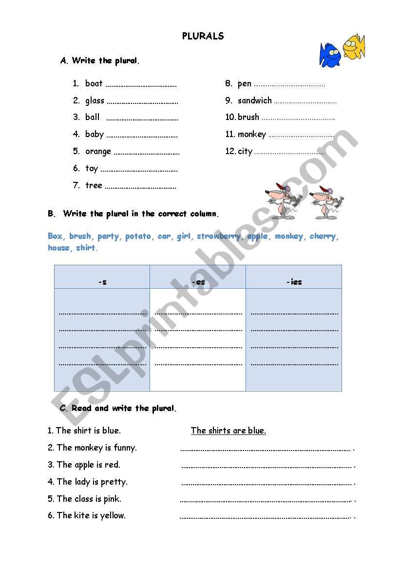 Regular plurals worksheet