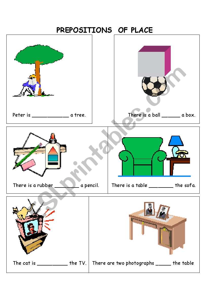 PREPOSITIONS OF PLACE worksheet