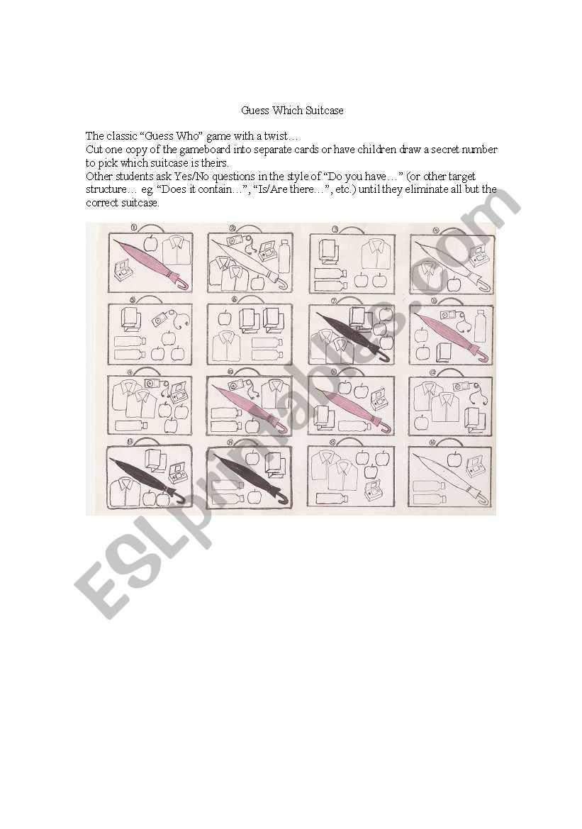 Guess Who (Suitcase edition) worksheet