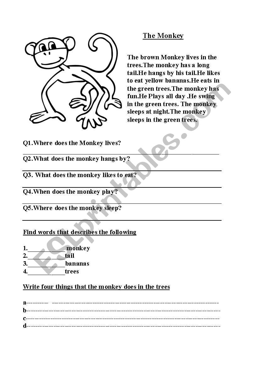 comprehension for first grade worksheet