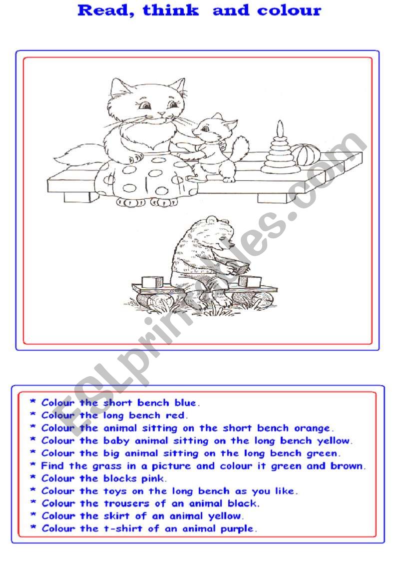 read think and colour worksheet