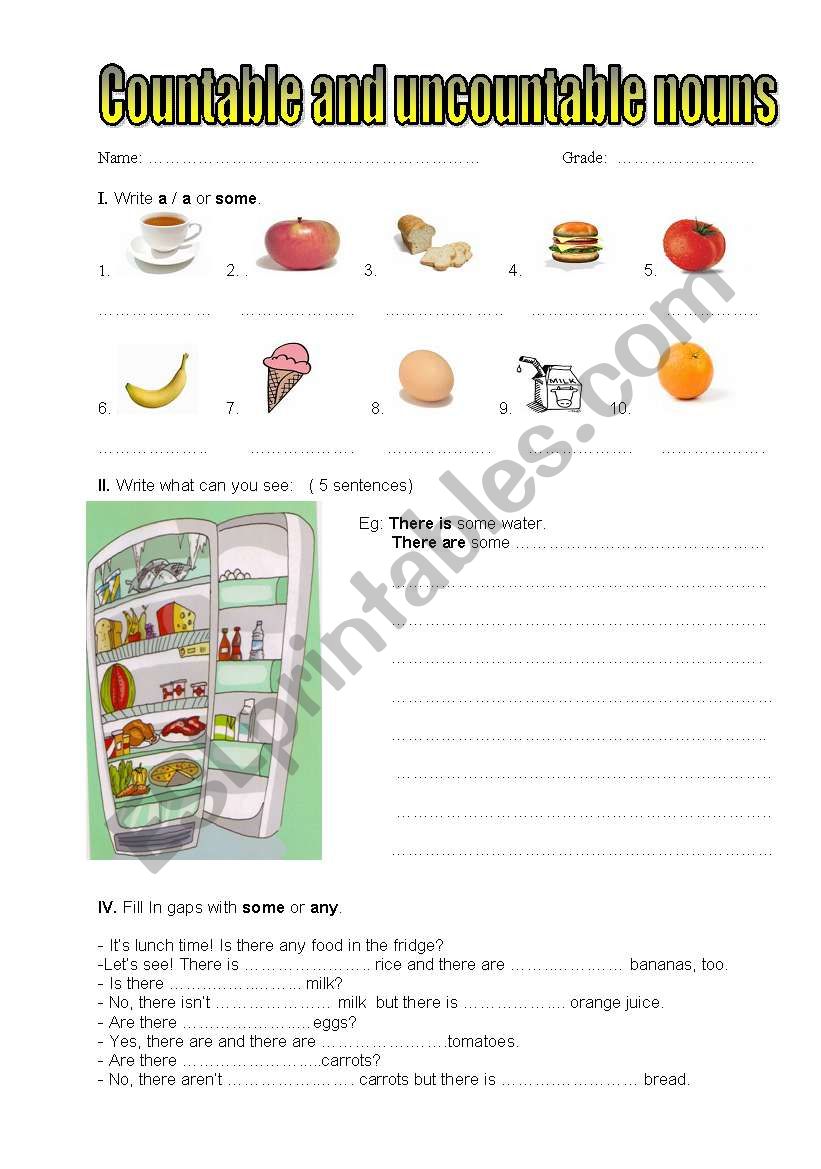 COUNTABLE AND UNCOUNTABLE NOUNS.