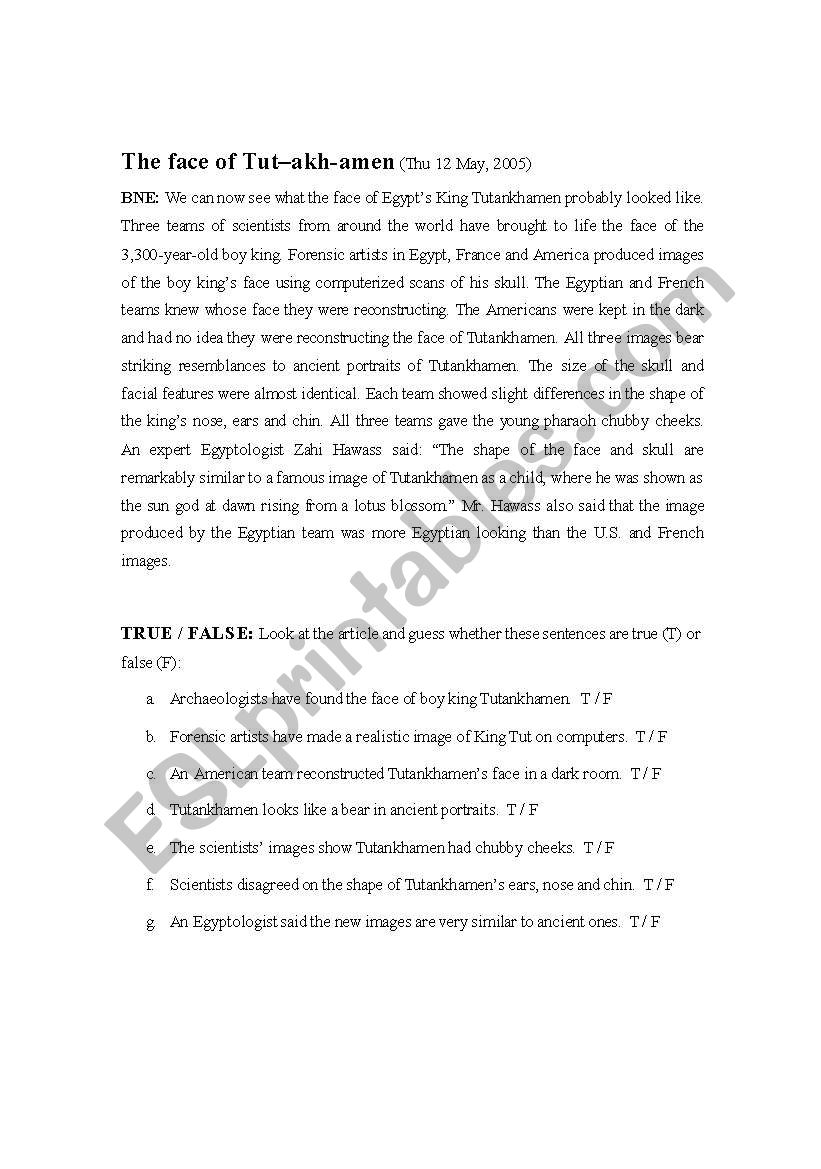 TRUE/FALSE worksheet