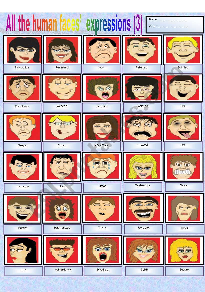 All the human facesÂ´ expressions (part 3)