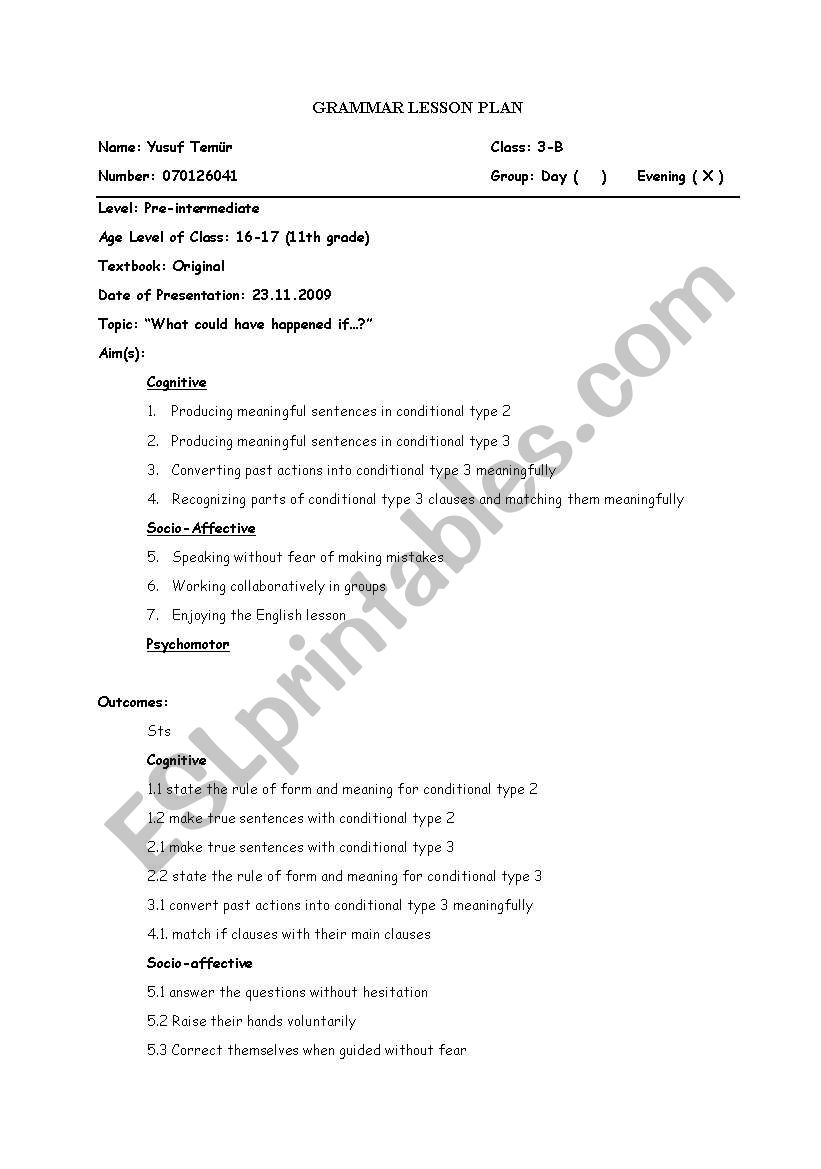 If clause Type 3 GD lesson plan EFL