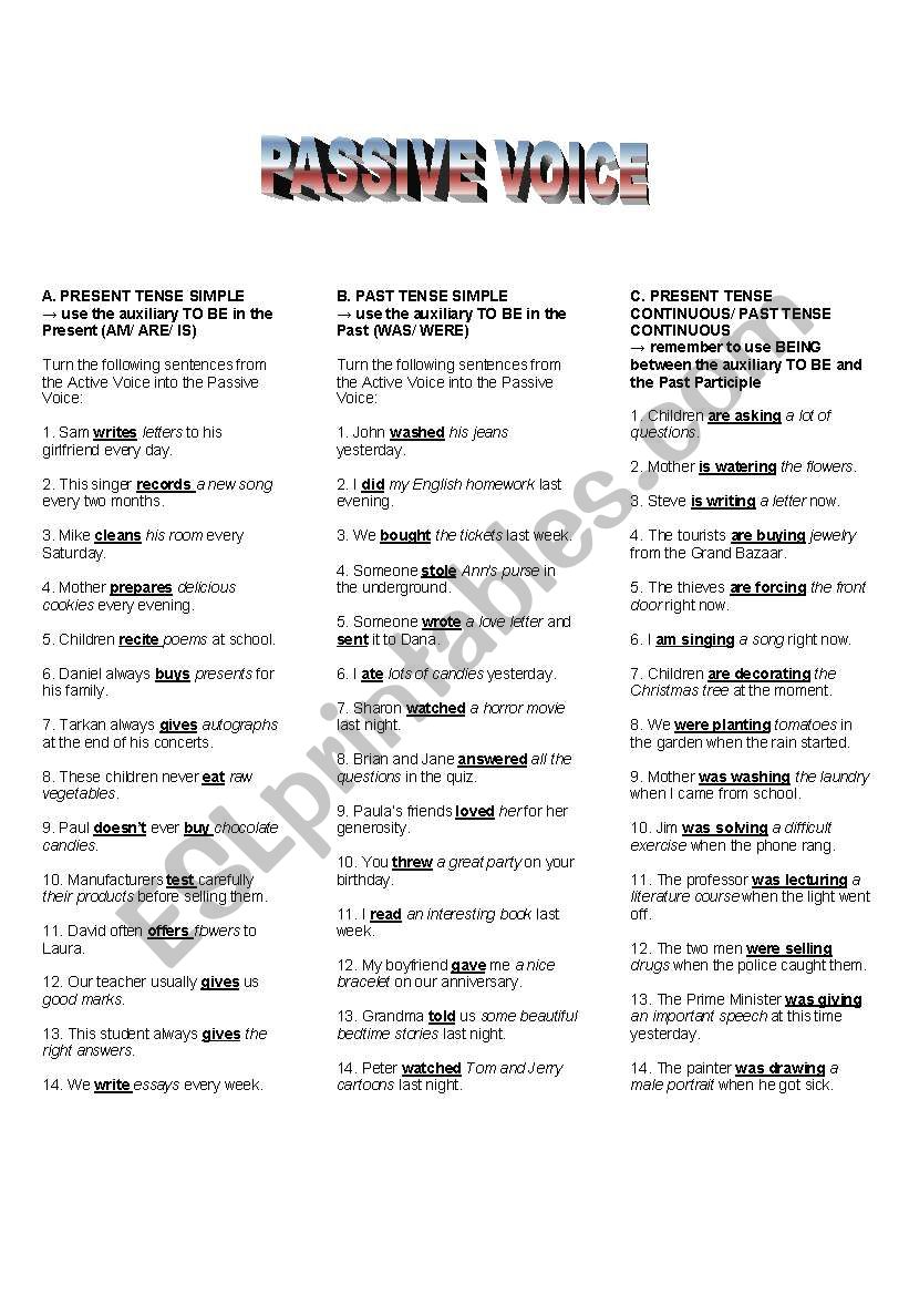 Passive Voice worksheet