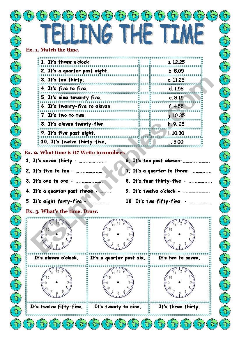 Telling the time worksheet