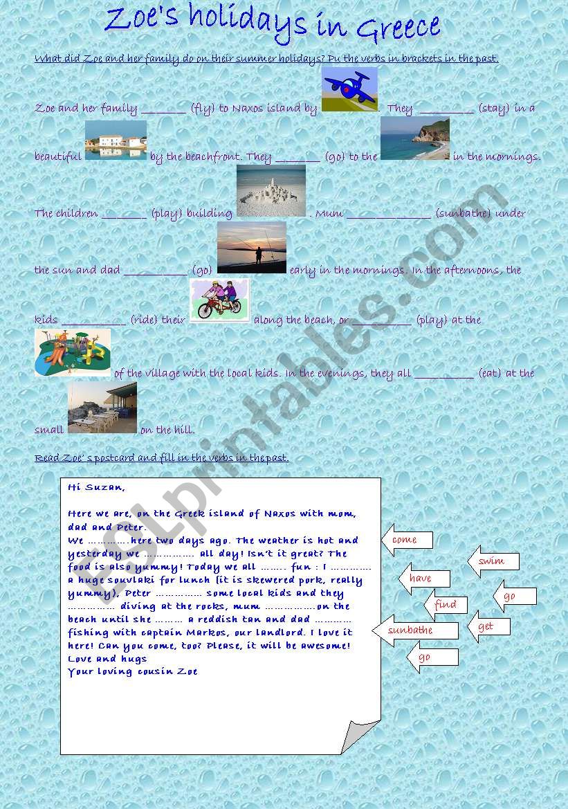 past greek holidays worksheet