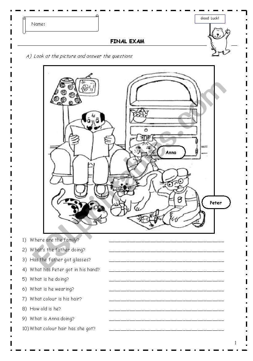 TEST - CHILDREN - B&W worksheet