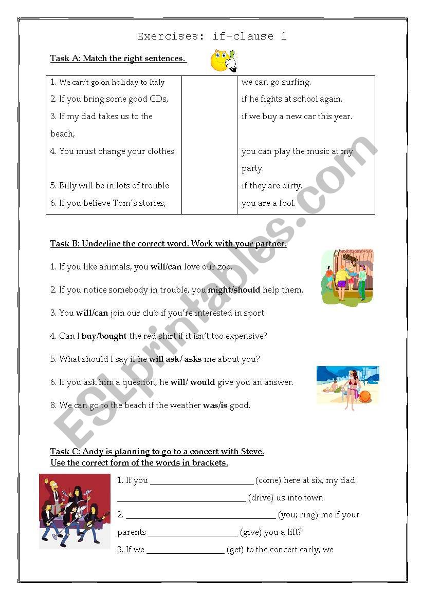 IF-CLAUSE 1 / First Conditional  Exercises on 2 pages