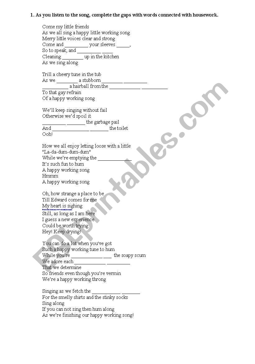 Happy WOrking Song worksheet