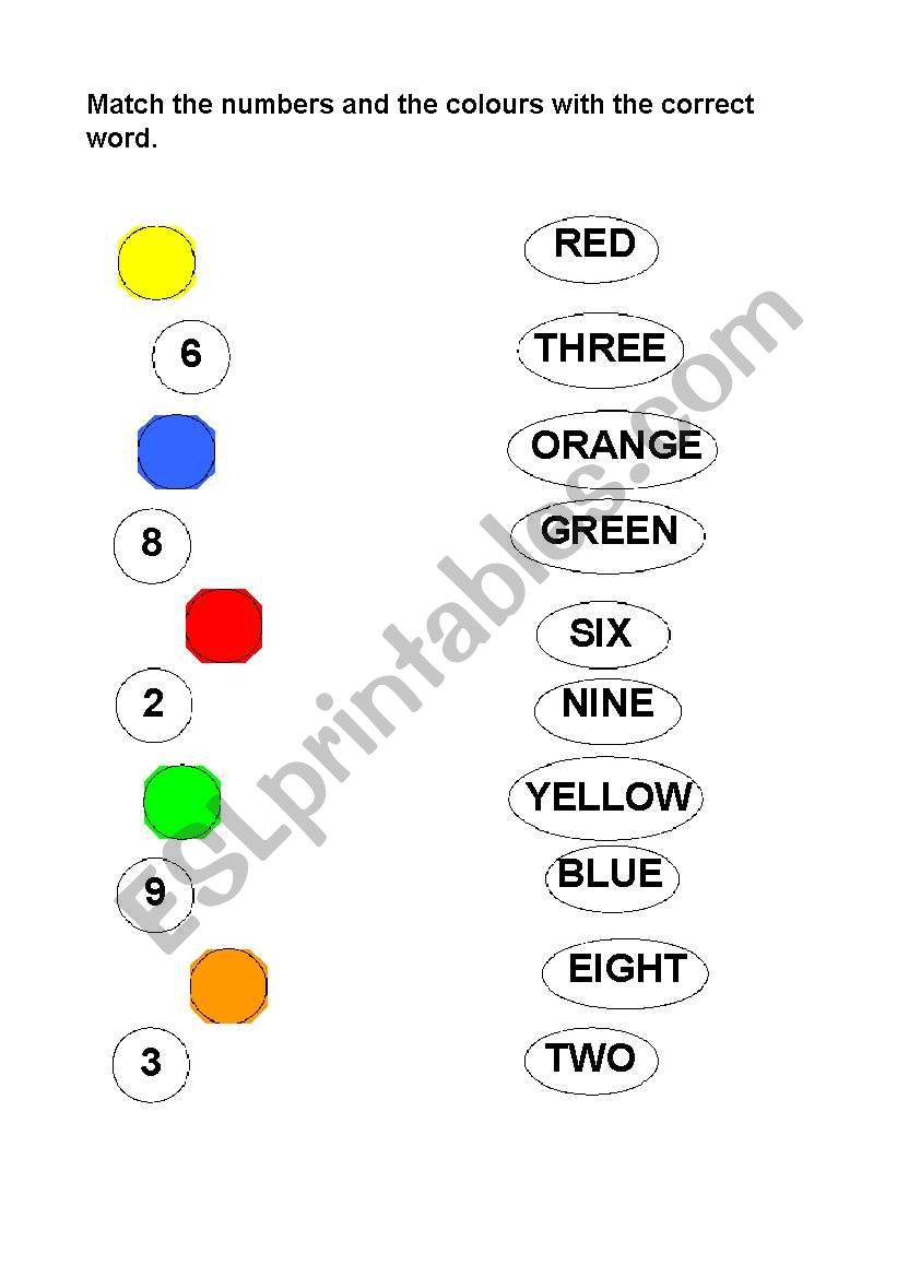 Check the numbers and colours worksheet