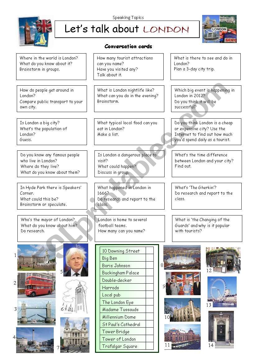 Lets talk about LONDON worksheet