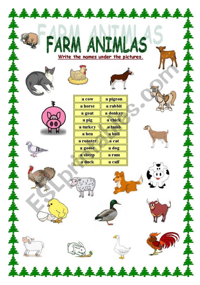 FARM ANIMALS worksheet