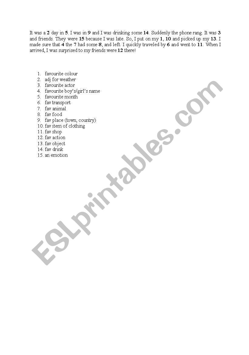 WARM UP - vocabulary practice worksheet