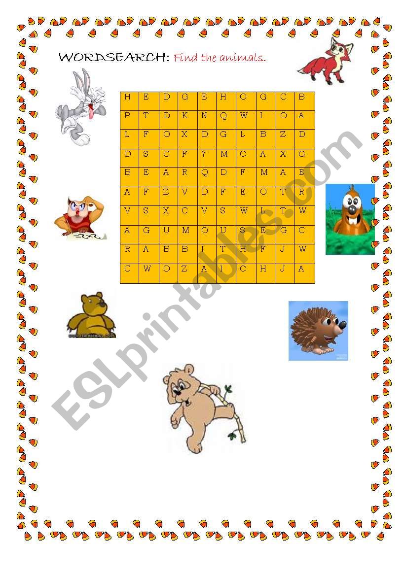 find  the animals worksheet