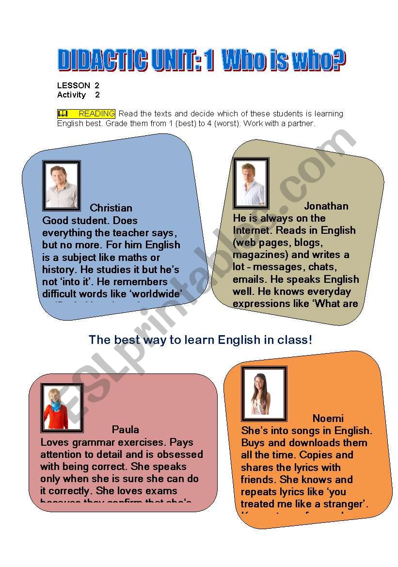 Who is the best learner? worksheet