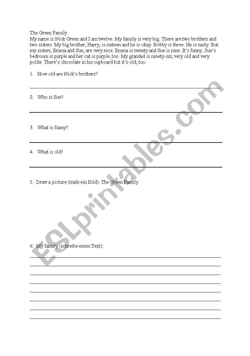 family worksheet