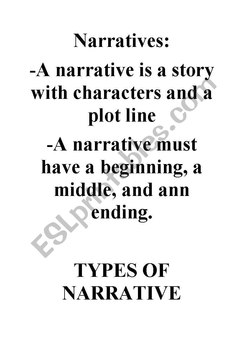 Narratives brief introduction worksheet