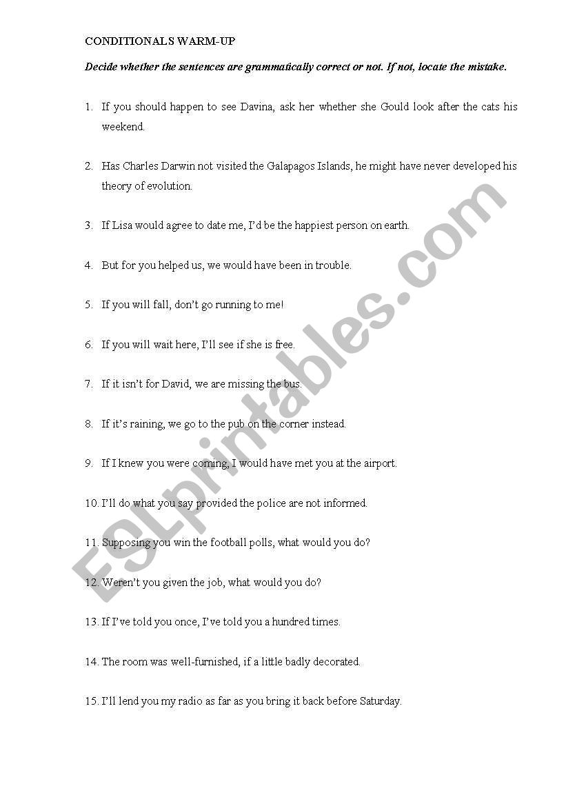 Conditionals warm-up -- true or false