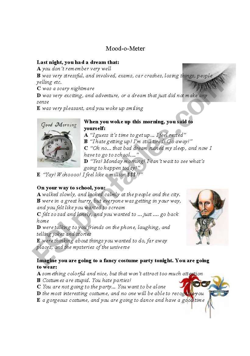 Mood-o-Meter worksheet