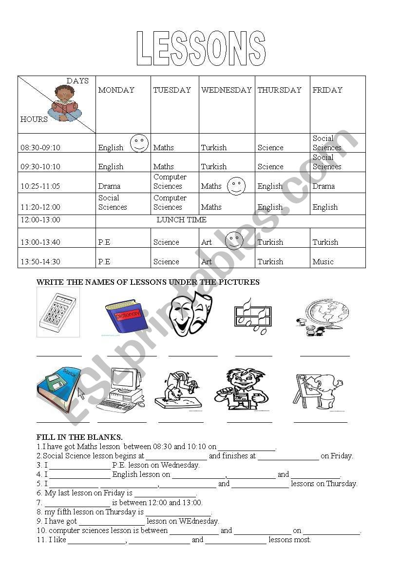 LESSONS worksheet