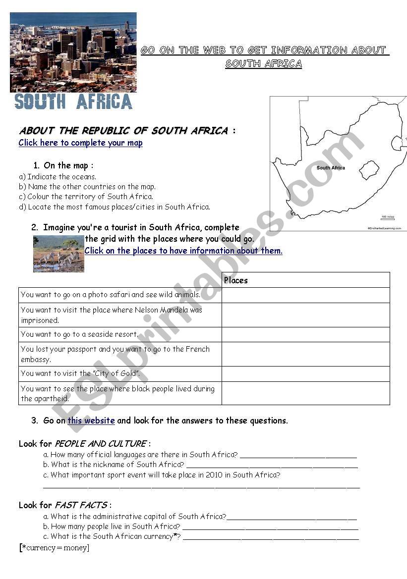 quest South Africa (geography/flag/history) ESL worksheet by varsik