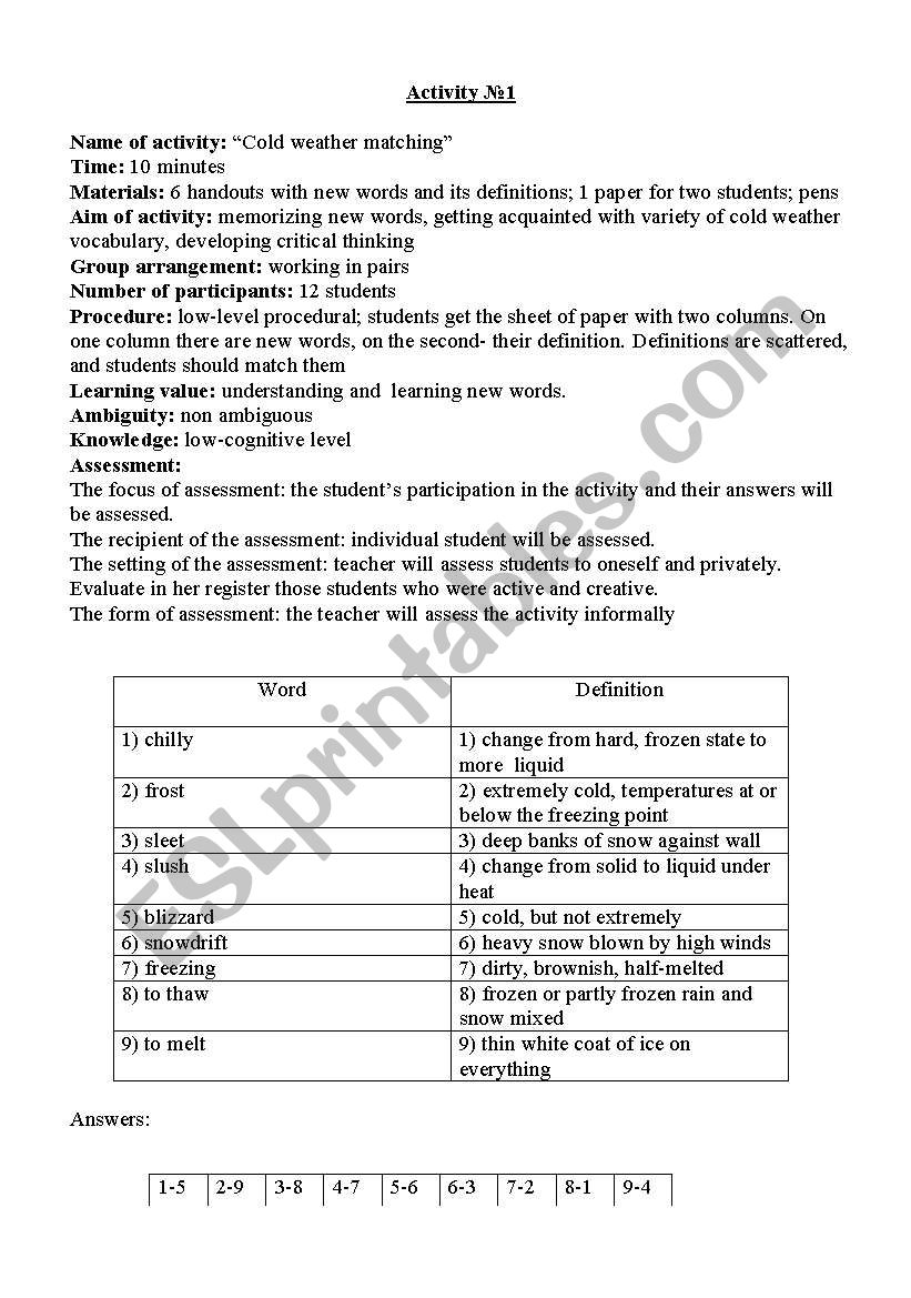 weather worksheet