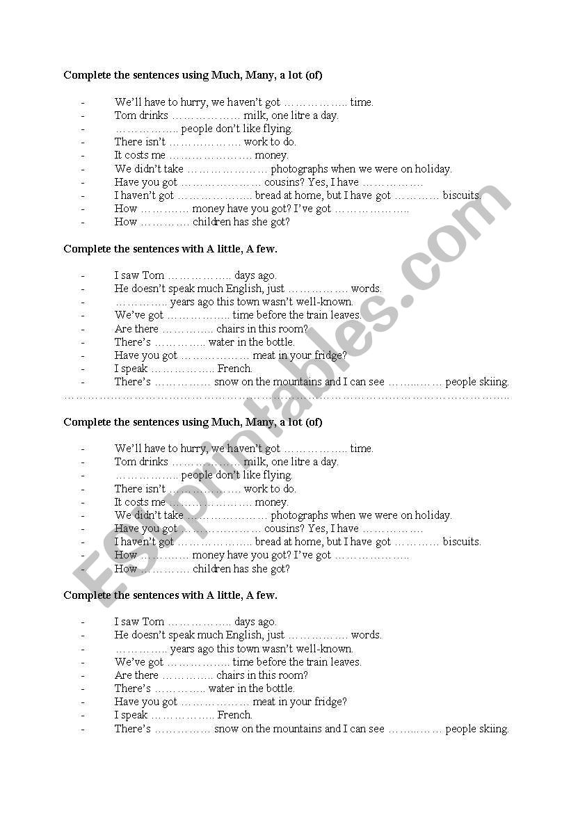 Quantifiers worksheet