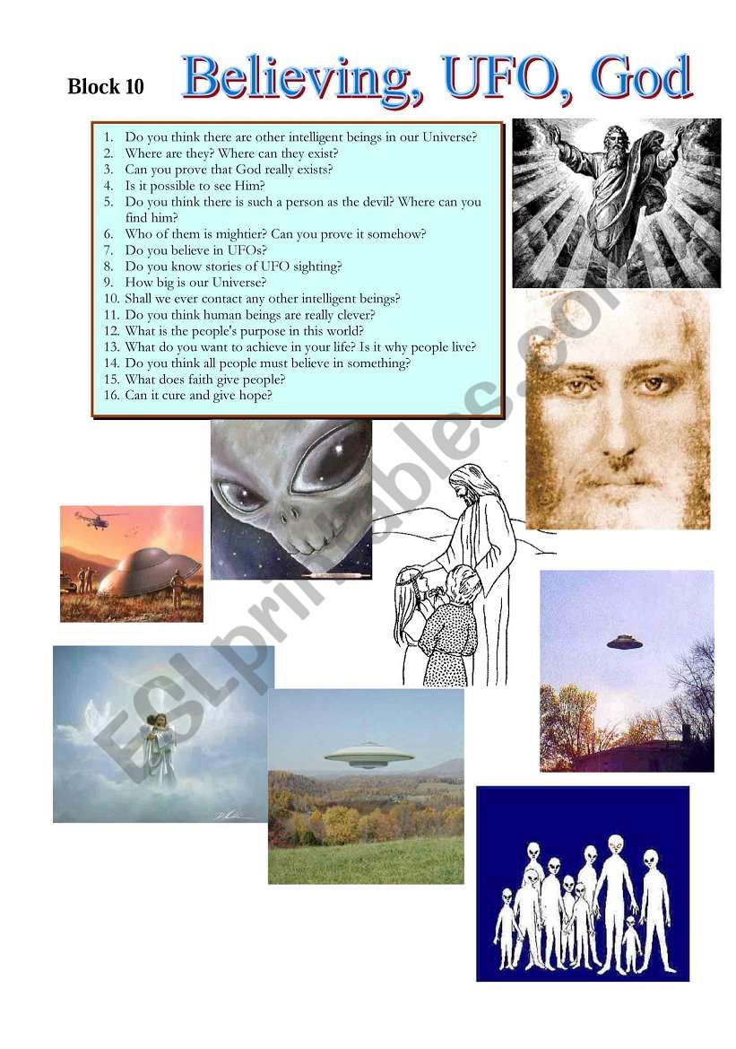 Block 10 Believing UFO God worksheet