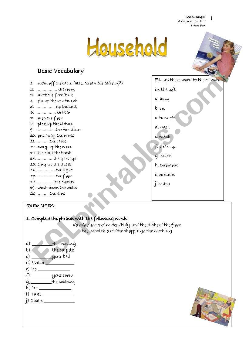 Household worksheet