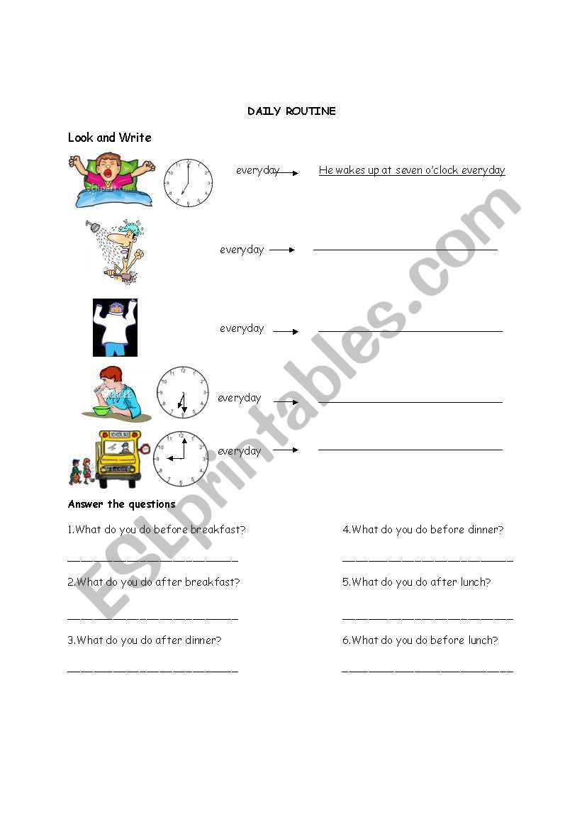 Daily Routine worksheet