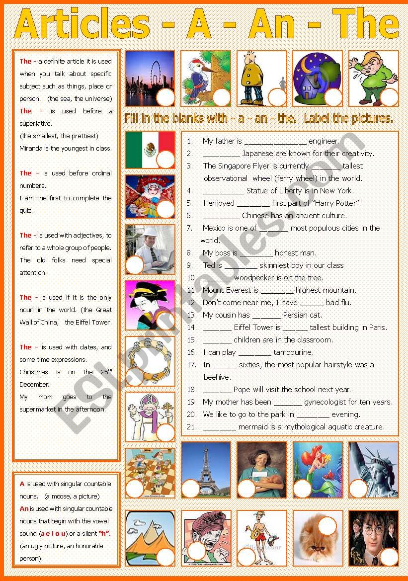 Articles - a/an/the  (include B/W and keys)