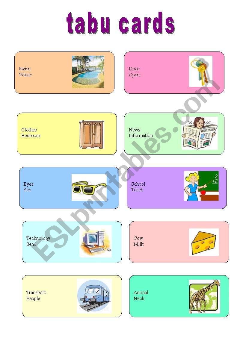 TABU CARDS (2/3) worksheet