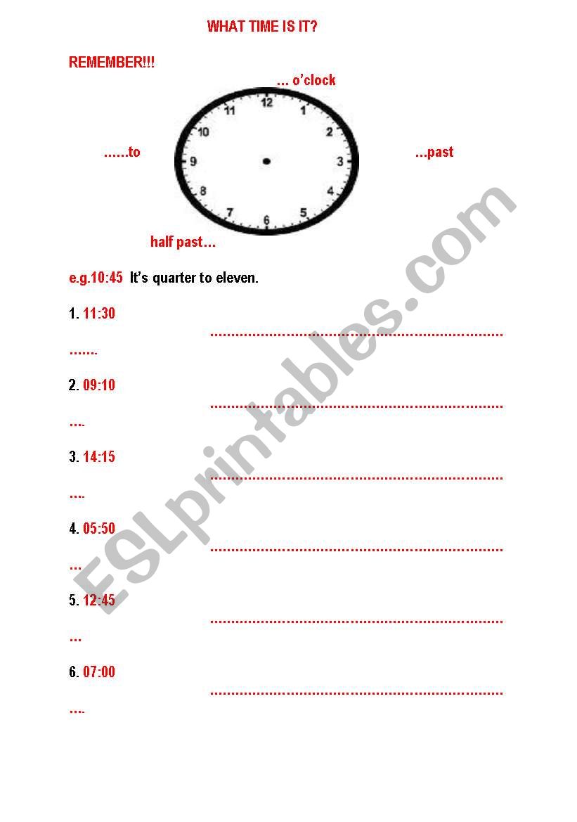 what time is it worksheet
