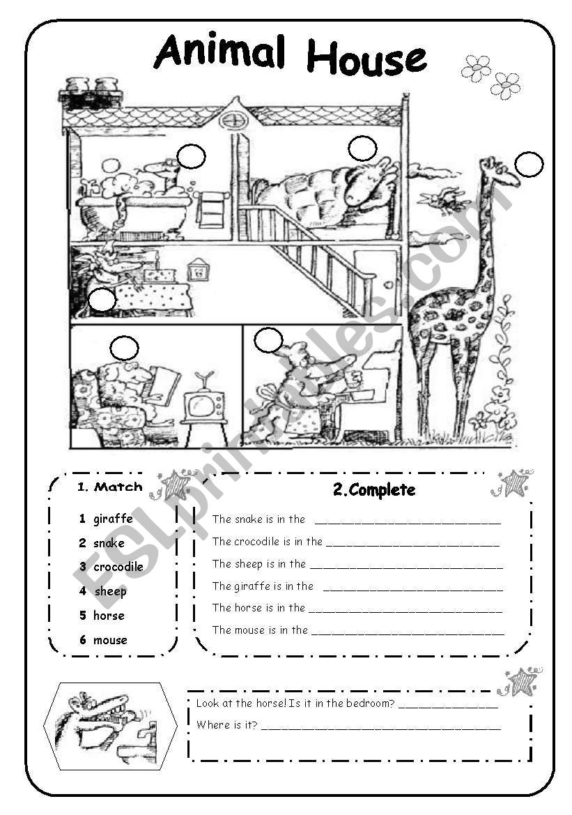 PARTS OF THE HOUSE - B&W worksheet