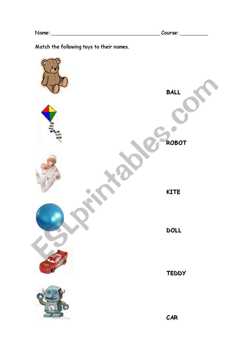 Toys worksheet