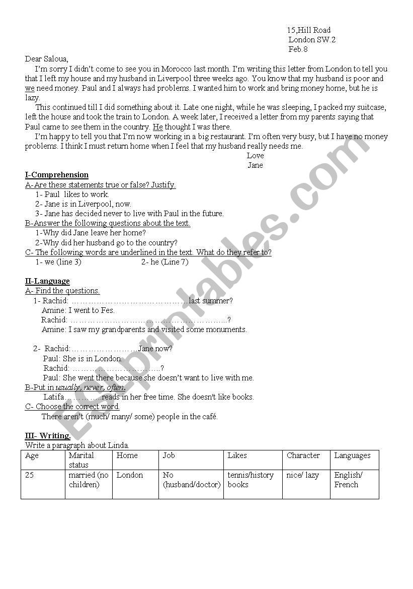 reading-comp_language_writing worksheet