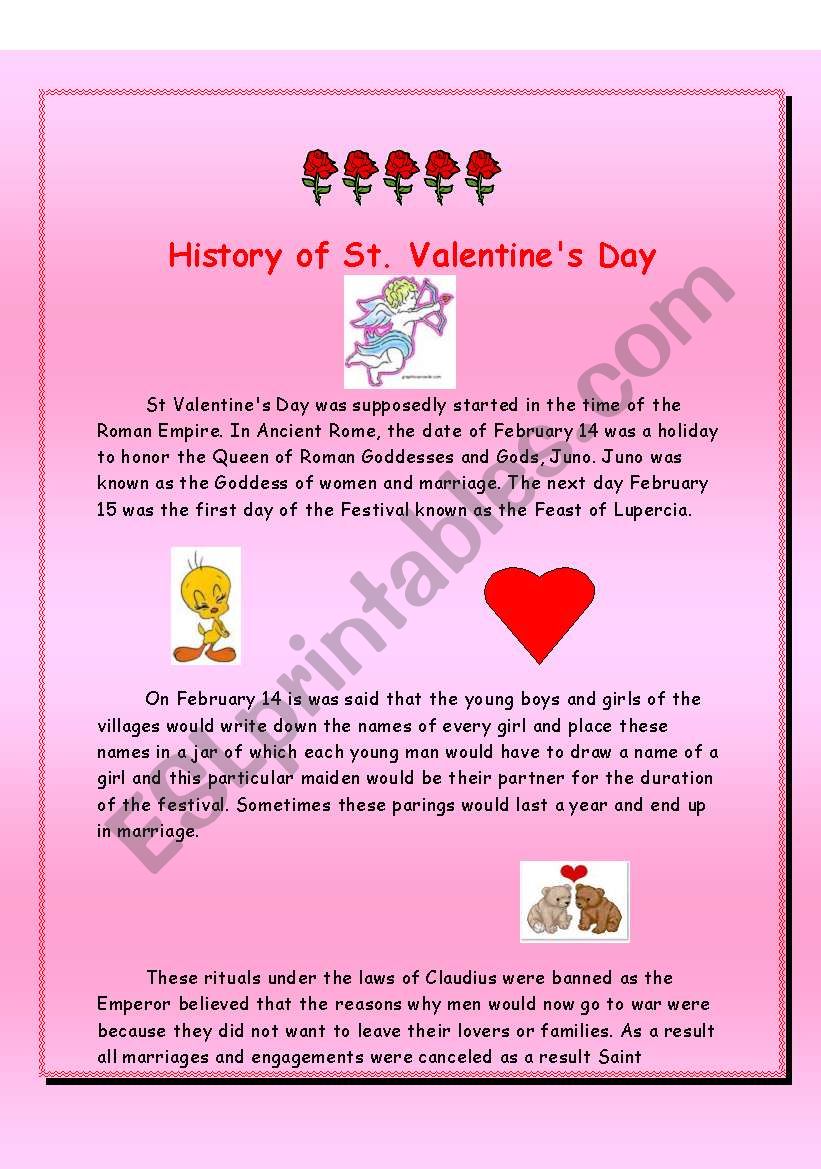 HISTORY OF ST. VALENTINES DAY