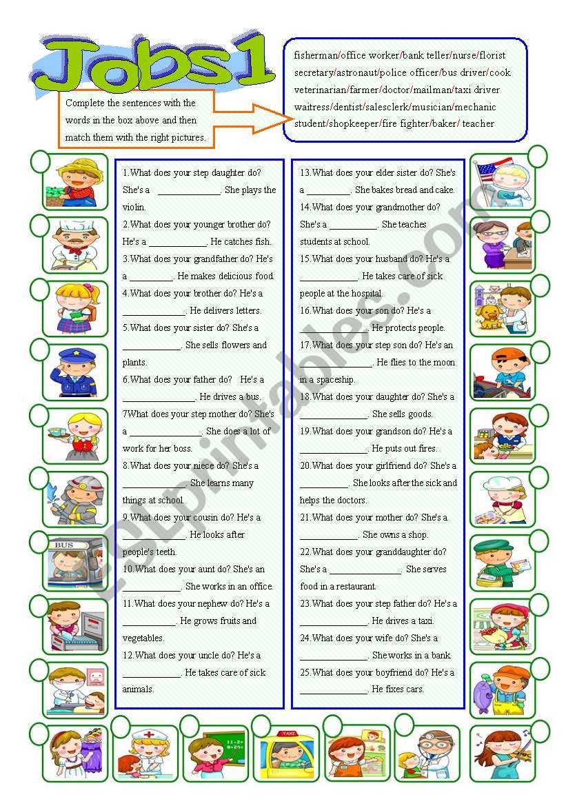 Jobs-What do they do ?(2 pages+Fully Editable+Answer Key)