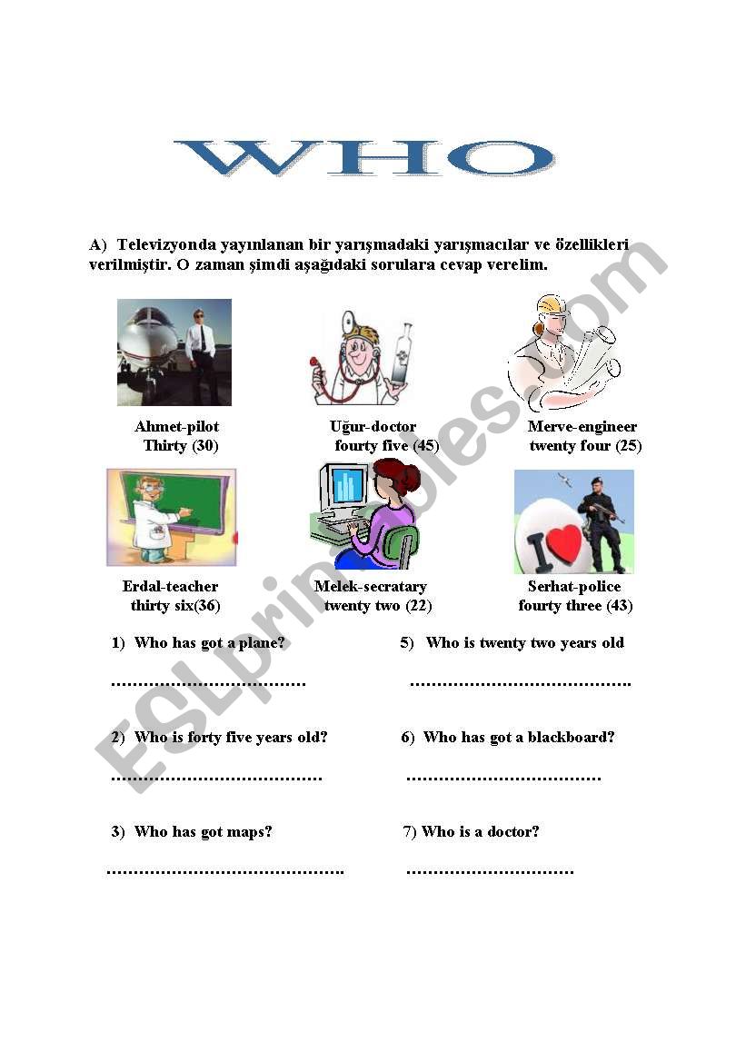 simple present Who... worksheet