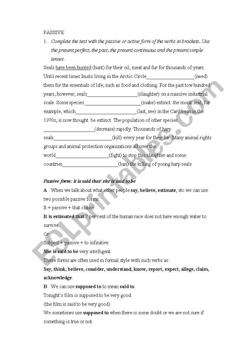 passive 2 worksheet