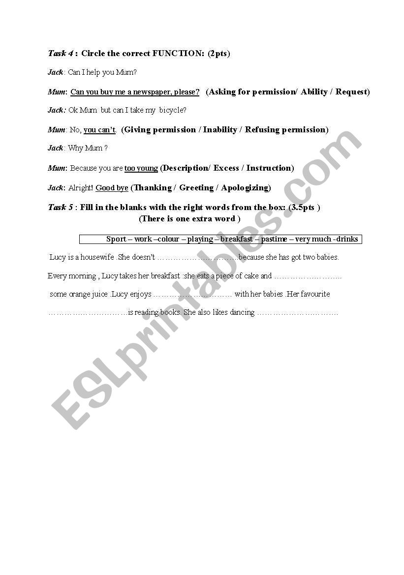 exercises worksheet