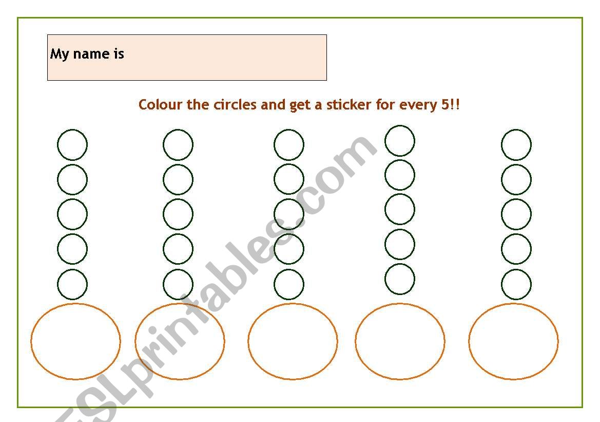 Reward chart worksheet